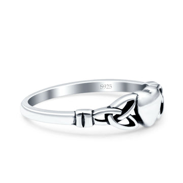 Heart Celtic Oxidized Band Solid 925 Sterling Silver Thumb Ring (5mm)